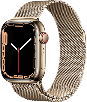 apple watch series 7 edelstahl milanaise gold vorne