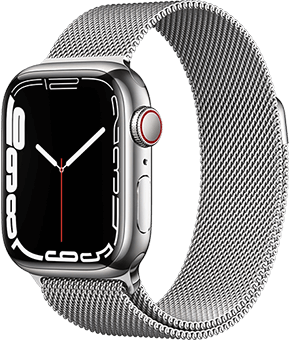 apple watch series 7 edelstahl milanaise silber vorne